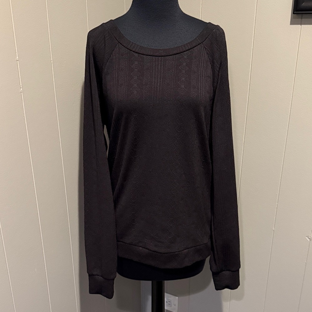 Aqua Large Tribal Design Comfy Long Sleeve Black Crew Neck Sweater